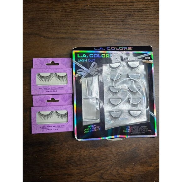 Bundle of 3 LA Colored False Mink Women Eyelashes Black - Picture 2 of 16